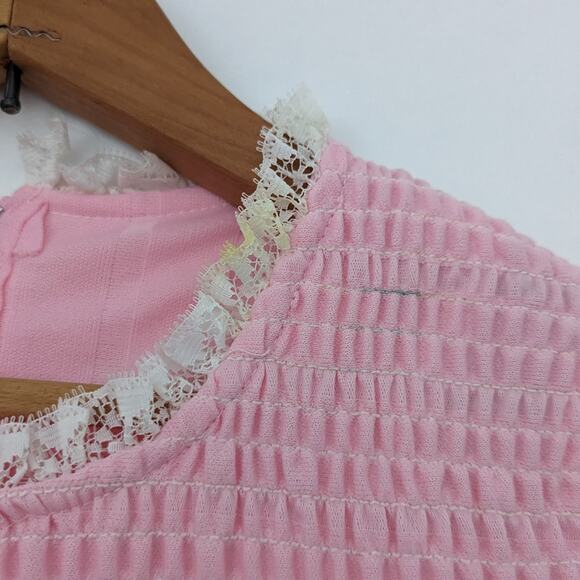 Vintage Dress Girls Size 8-9 Pink Maxi Smocked Long Sleeve Boho Hippie - Picture 3 of 8